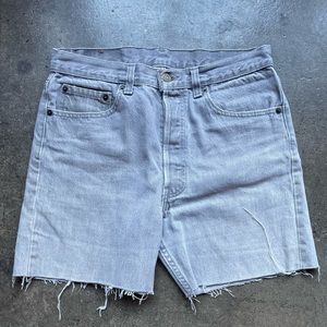 Vintage 90’s Grey denim Levi’s cutoff jean shorts made in USA